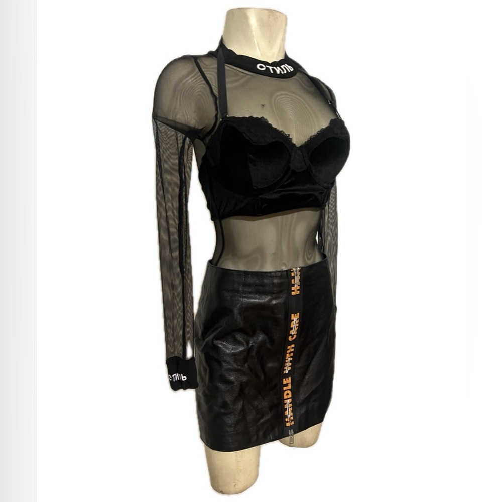 Heron Preston Leather Zip-Up Mini Skirt